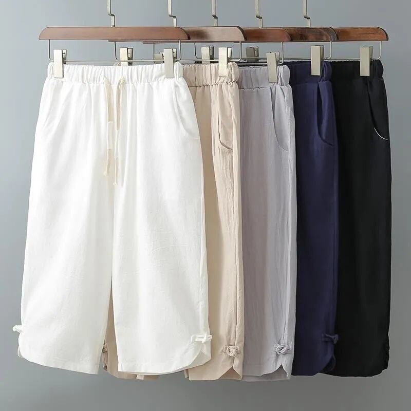 Warm Maple 2026 Summer New Slimming Curved-Cut Cropped Pants Casual Shorts Unique Loose Straight-Leg Ice Silk Thin Warm Maple 2026 Summer New Slimming Curved-Cut Cropped Pants Casual Shorts Unique Loose Straight-Leg Ice Silk Thin