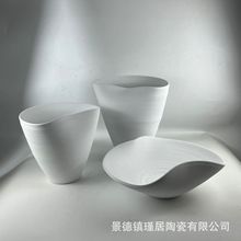 新中式手工拉柸三件套异形花瓶、果盘、现代简约家居软装创意摆件