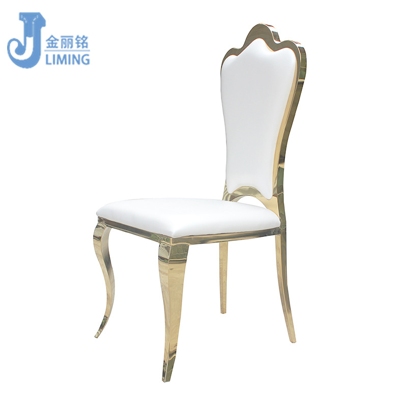 Fábrica al por mayor muebles de sala de estar Silla de comedor de acero inoxidable Silla de banquete de hotel corona de onda Europea SILLA DE ACERO INOXIDABLE