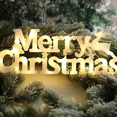 2024 Cross-border Christmas decoration items Christmas wreath accessories Merry Christmas 3D letter lights