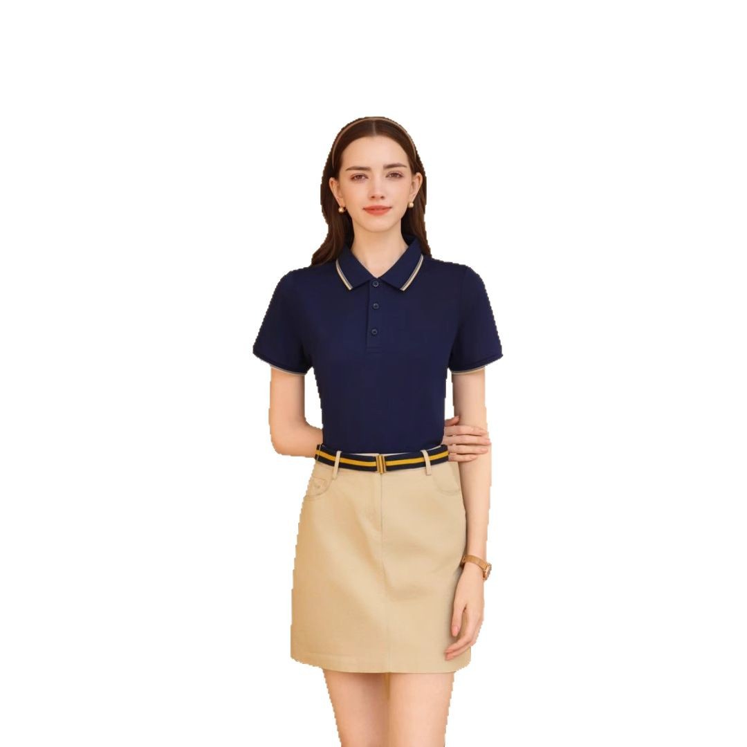 Polo de manga corta de poliéster de color liso con cuello tipo solapa, fragancia de lujo y tacto fresco, ideal para verano 2026, ¡gran oferta para dropshipping y transmisiones en vivo!