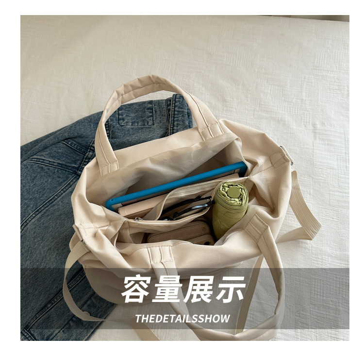 New casual nylon fashion solid color 2024 large-capacity solid color tote canvas crossbody single-shoulder hand-held Tote bag undefined