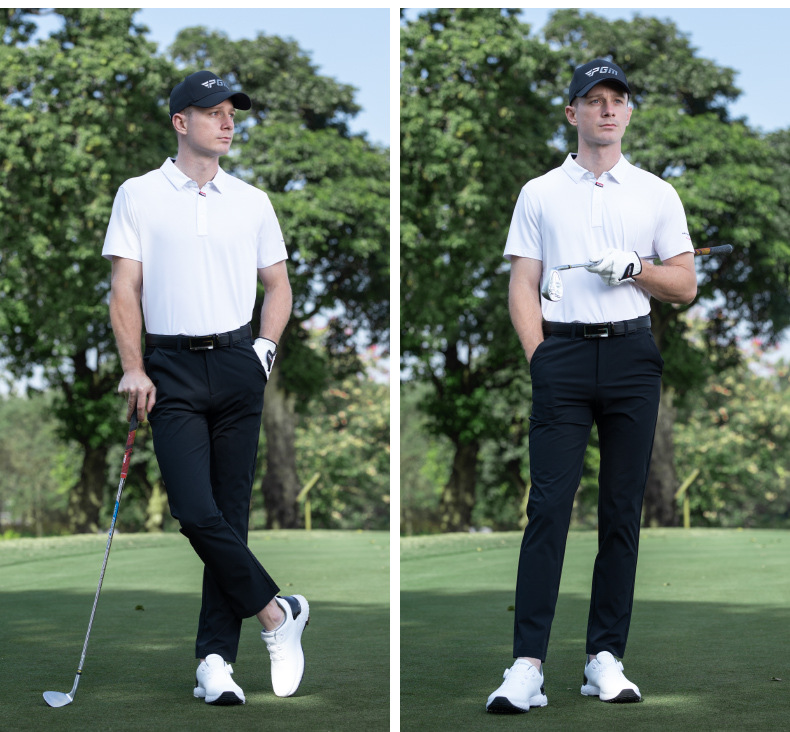 Áo polo nam golf PGM tay ngắn thấm hút nhanh khô — KUZ200-Quần trắng [Thắt lưng cao su/Găng tay dính Velcro], KUZ200-Quần tây màu xám nhạt [thắt lưng cao su/găng tay dính Velcro], KUZ200-Quần đen [thắt lưng cao su/găng tay dính], YF769-tay ngắn màu xanh hải quân chi tiết 13