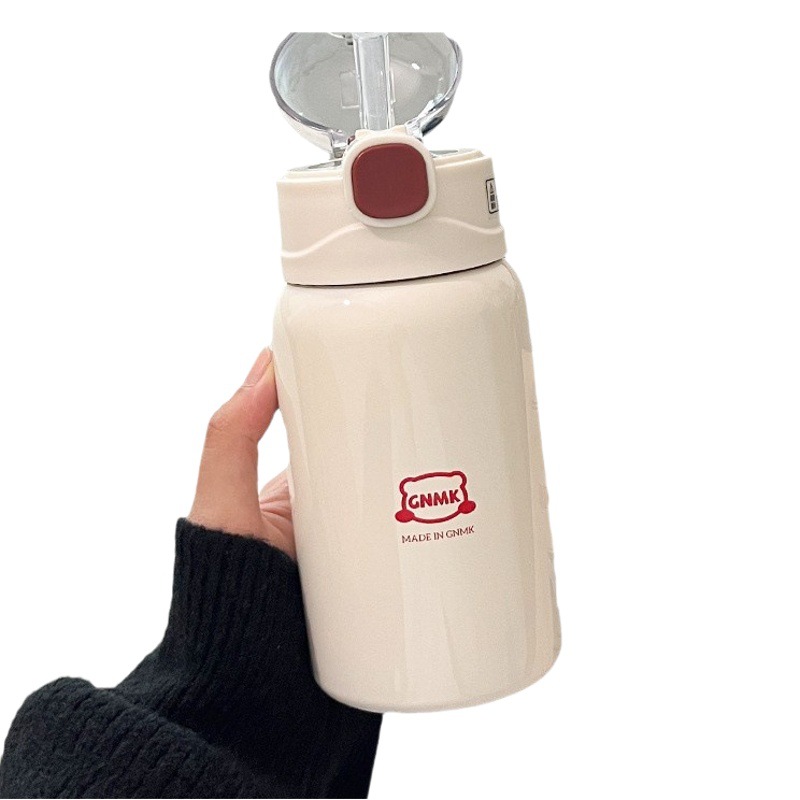 Simple thermos cup wholesale girls straw cup ins high color value net red adult student gift children's water cup
