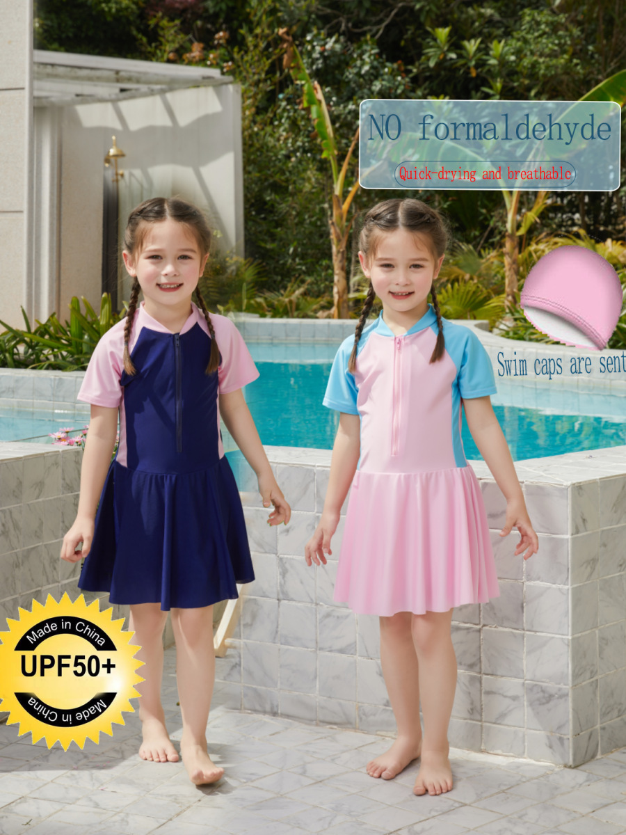 Traje de baño de comercio exterior para niños, protector solar para niñas, traje de baño de dibujos animados de secado rápido, vestido de princesa de una pieza para bebé, traje de baño, traje de surf