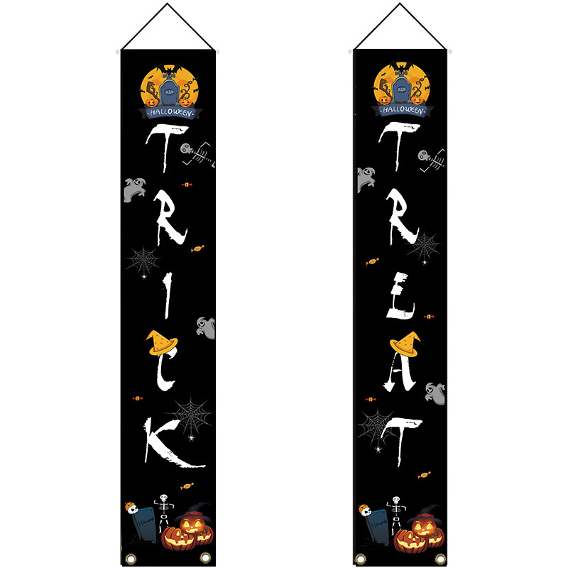 アマゾンのハロウィンのカーテンのクリスマスの対聯のハロウィンの対聯の横断幕の旗は支持して商品を作ります。|undefined