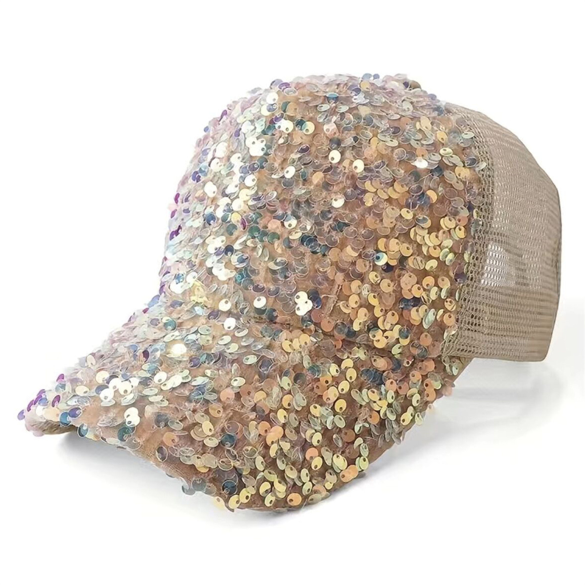 Gorra de béisbol para adultos de lentejuelas - dorada
