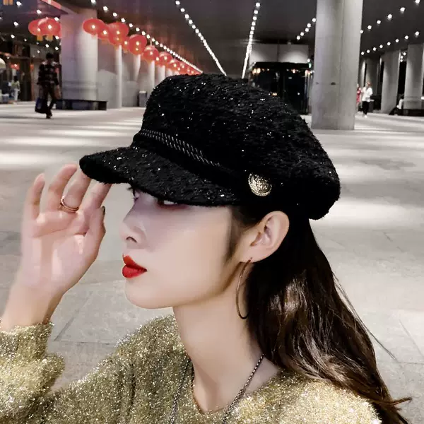 Beret Women's Korean Style Fashionable Autumn and Winter Hat Women's Octagonal Cap British Retro Fashion Internet Popular All-match Cap