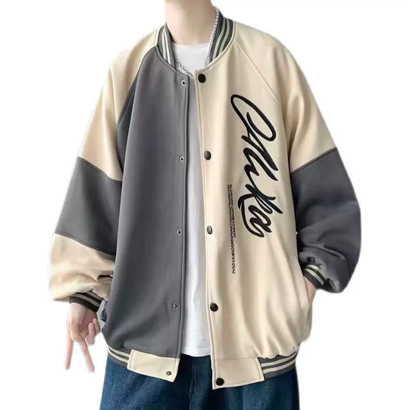 Бейсбольная куртка Tide oversize (мужская), летняя тонкая, двуцветный стиль