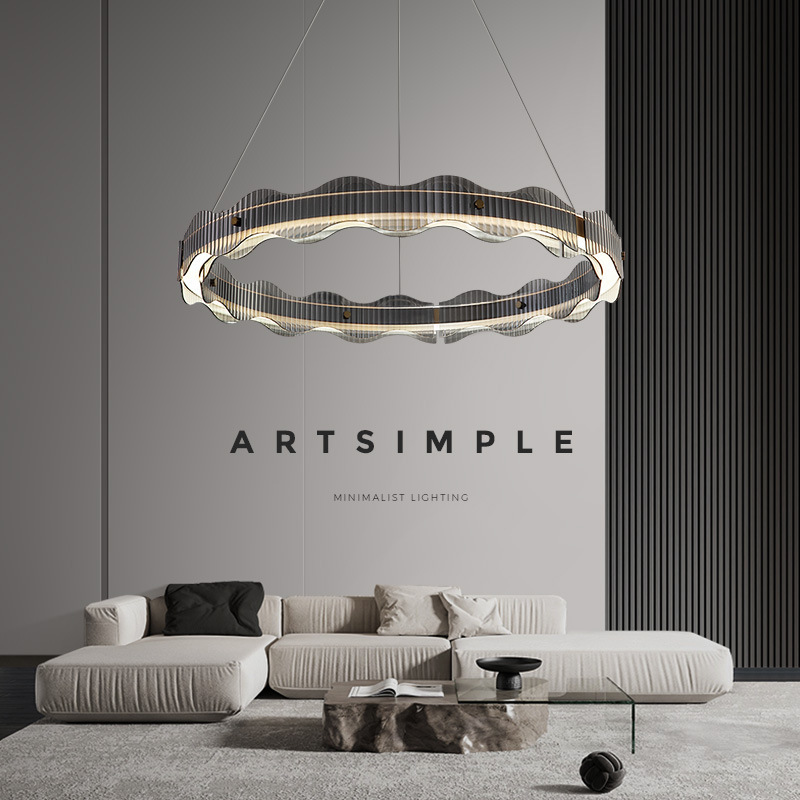 Lámpara de la sala de estar minimalista italiana moderna lujosa atmósfera doméstica de alta gama vidrio redondo simple lámpara de dormitorio comedor