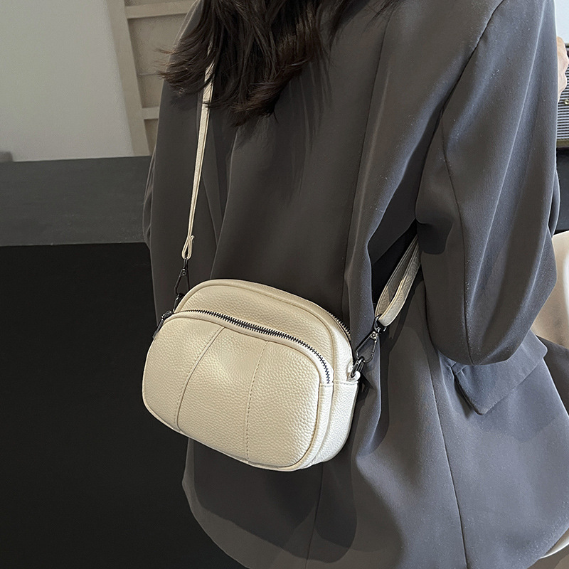 Genuine Cowhide Leather Women's Bag - 3-Layer Small Shoulder Bag 2026 New Fashion Casual Versatile Soft Crossbody Bag - Thumbnail 3