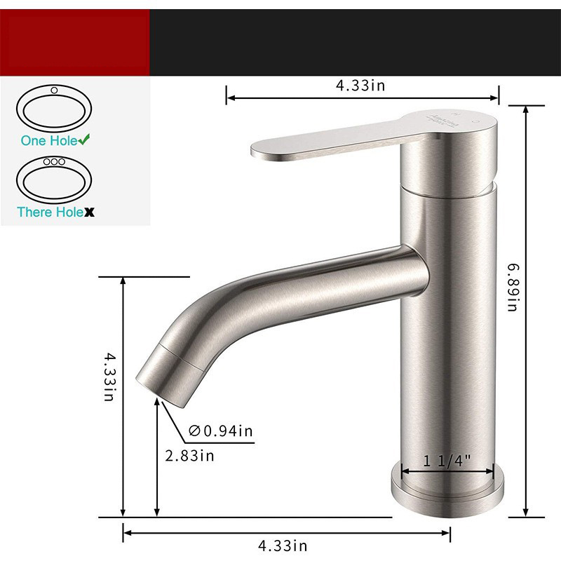 Factory direct sales of 304 stainless steel washbasin faucet, single-hole cold and hot mixed water, bathroom hand washing basin faucet undefined