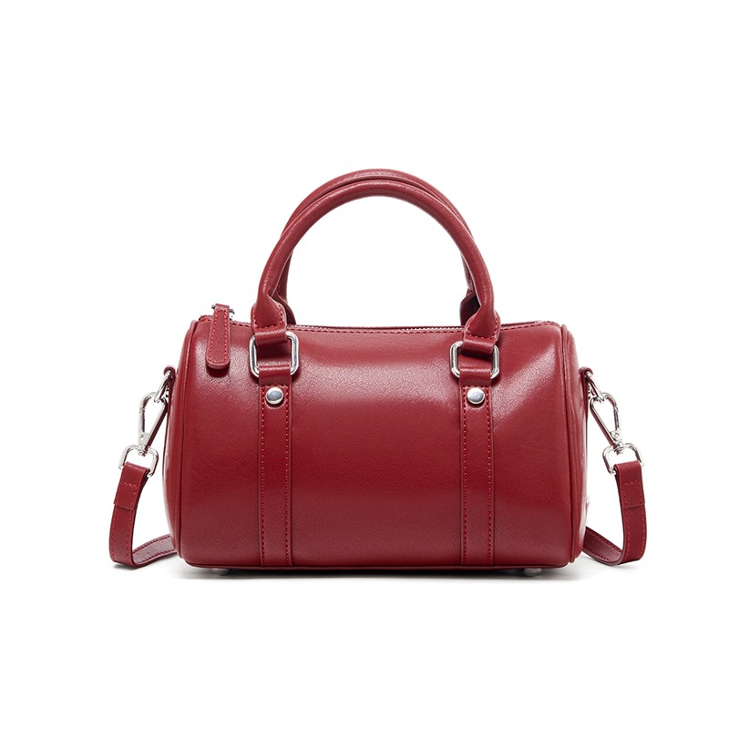 Boston Pillow Bag Top Grain Cowhide Leather Zipper Shoulder Bag Luxury Commuter Women's Small Handbag - Thumbnail 8