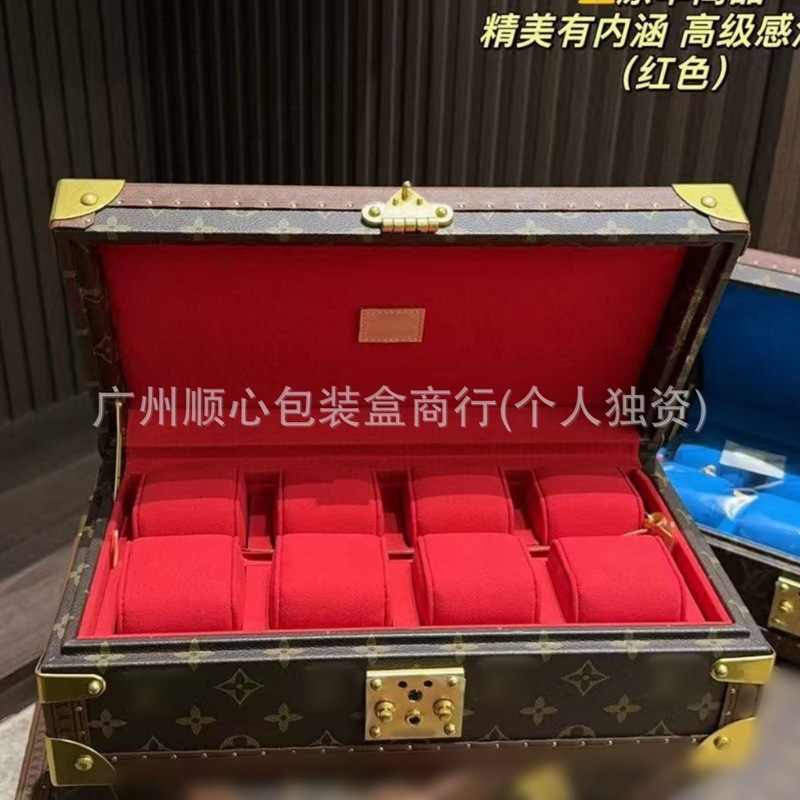 Lujia 時計ボックス老眼黒花時計収納ボックス中古ハイエンドディスプレイボックス黒格子 8 桁ジュエリーボックスハードボックス|undefined
