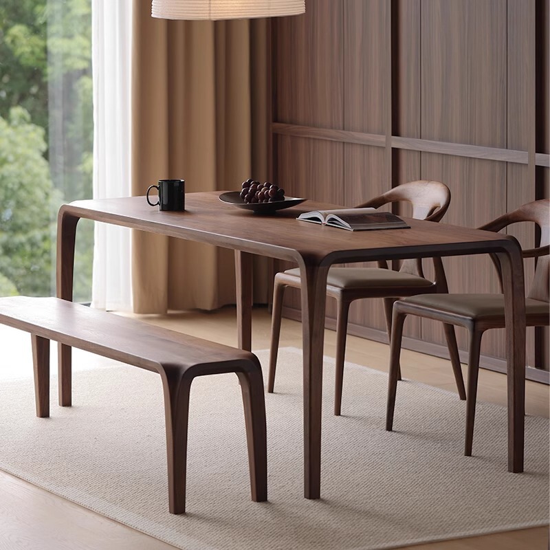 Modern Log Household Simple Black Walnut Solid Wood Dining Table Mortise and Tenon Dining Table Living Room Silent Style Tea Table Tea Table Desk