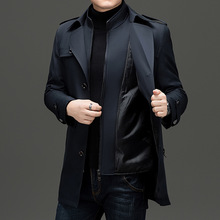 主推高端品牌风衣男士冬季西装双层领中长款白鸭绒羽绒服内胆外套