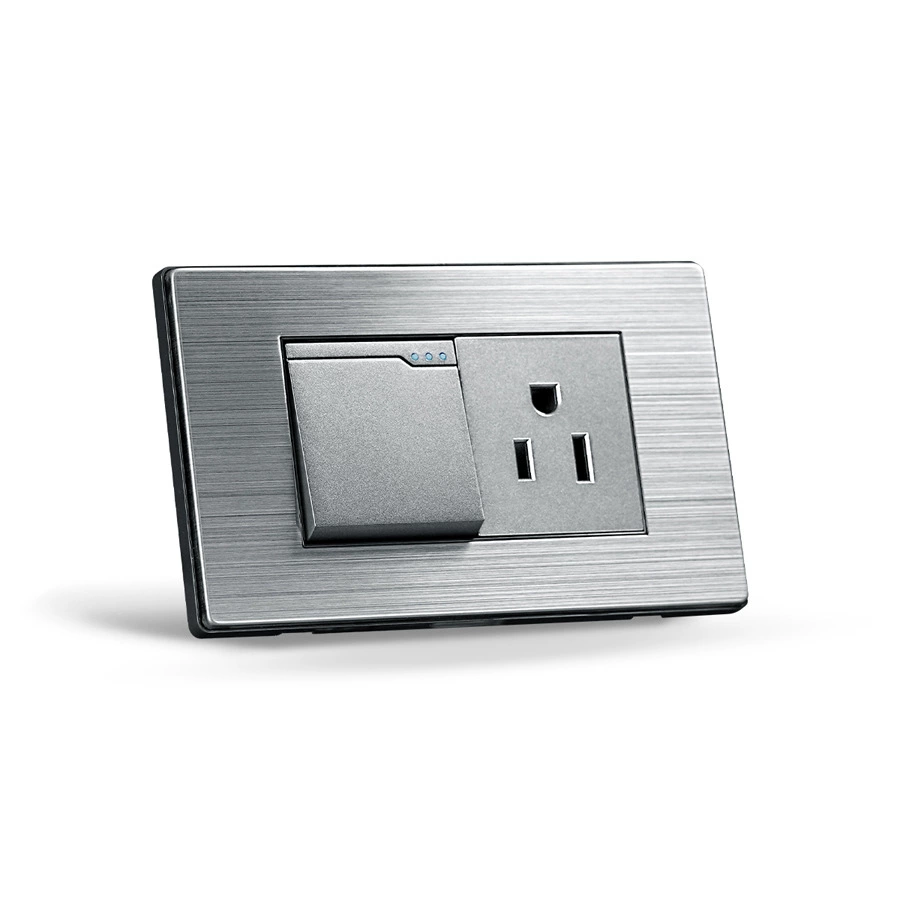 South American series stainless steel panel one-switch American flat 3-hole socket one-open single and double control 16A 250V