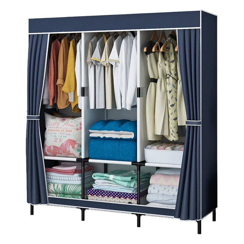 Простой шкаф бытовой спальня Тканевый шкаф стальная труба утолщение усиленная арендная комната выделенный шкаф студент одно общежитие