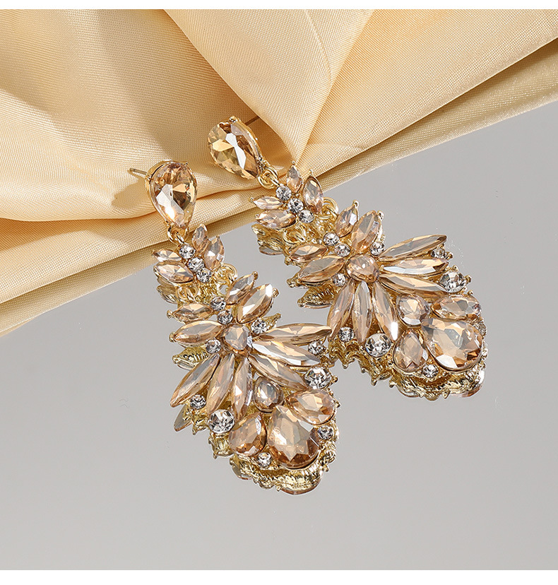 Women's Gender 1 Pair Simple Style Flower Plating Alloy Rhinestones Drop Earrings