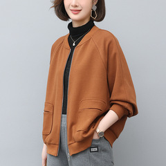 ジッパーの上着の女性は春と秋に春の新型韓国版カジュアル中年のお母さんの野球服のスポーツ上着が厚いです。
