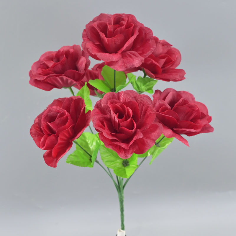 Fuente de fabricación mayorista simulación de gran precio simulación de siete meses de decoración de flores falsas flores de seda falsificadas ramo