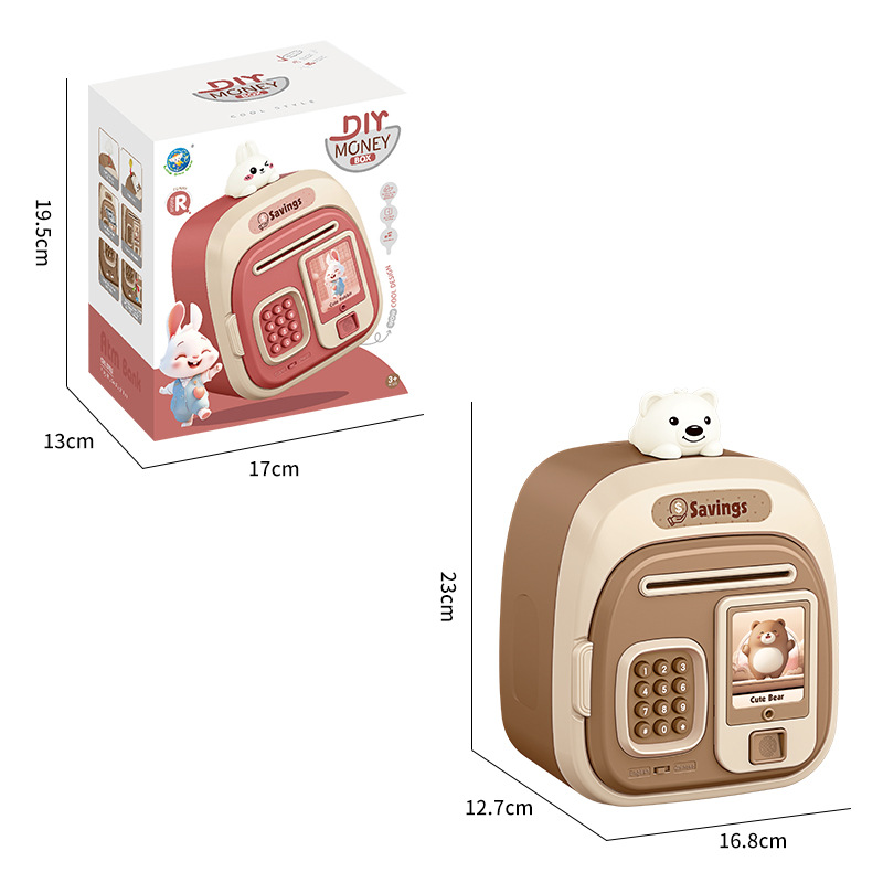 Ahorro de dinero para niños cartones de dibujos animados con tarjeta de huellas digitales contraseña inteligente caja fuerte juguetes regalos