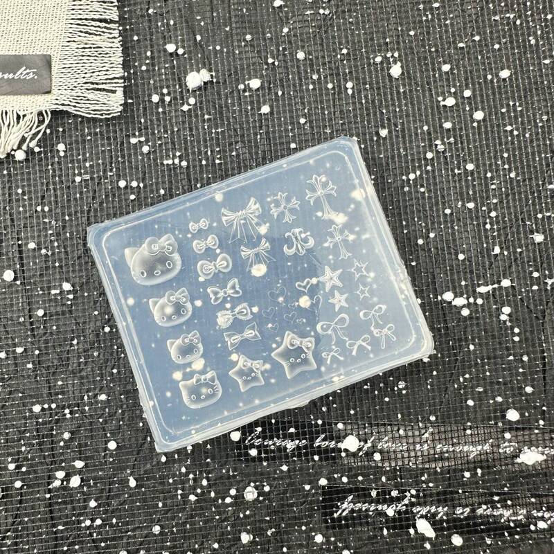 kt猫蝴蝶结美甲硅胶模具3D立体五角星芒爱心甲油胶填充磨具易脱模|undefined