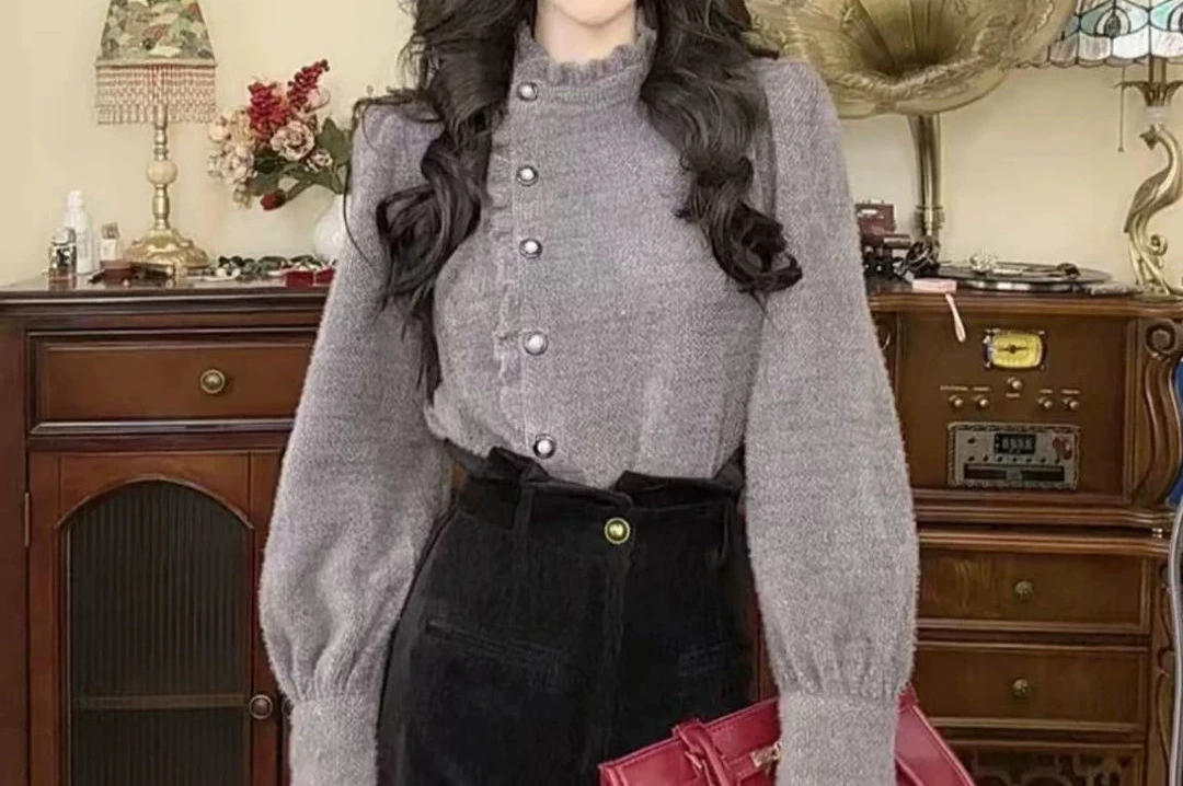 Зимний утолщенный волосатый портовый ветер с диагональной деревянной ушной рубашкой женский топ серый другой спандекс шерстяной воротник