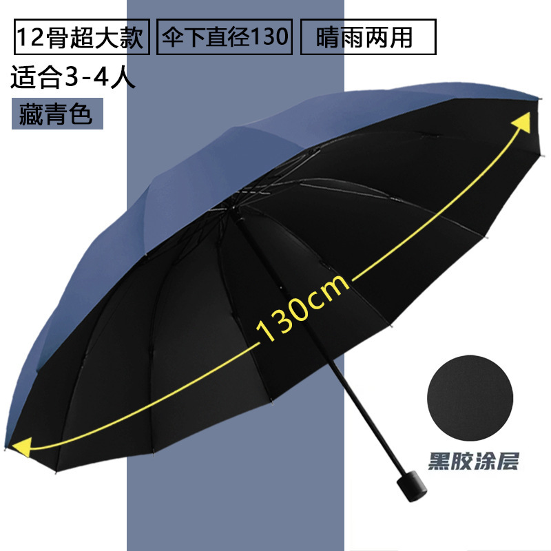 【新人立减5元】12骨超大折叠雨伞加固双人晴雨两用防晒遮阳伞2M|undefined