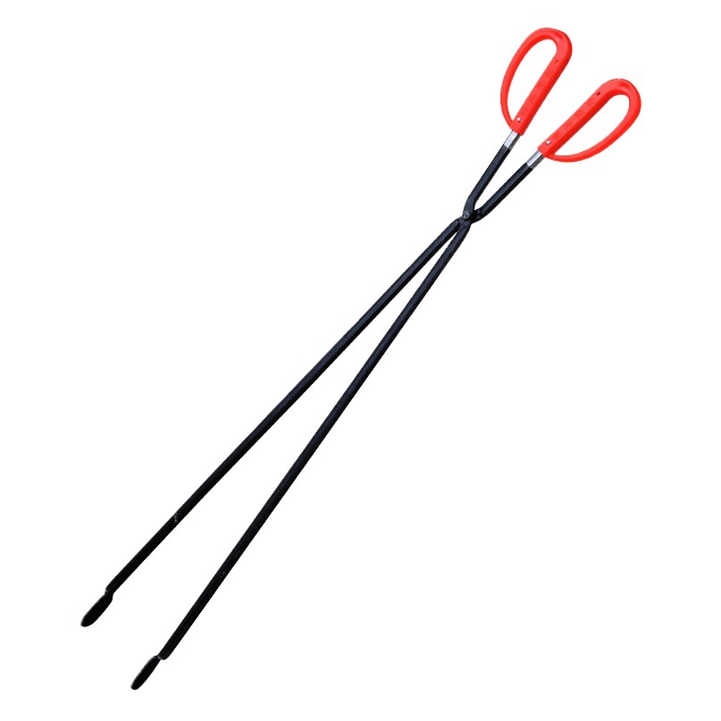 Garbage Clip Long Handle Flat Head Fire Tongs Garbage Tongs Environmental Protection Tongs Picker Handmade Iron Tongs Barbecue Charcoal Tongs Square Red Handle