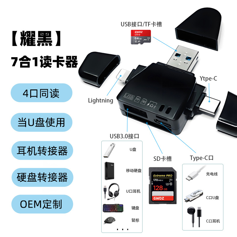 Nuevo NM lector de tarjetas multifunción USB ordenador SD tarjeta dual metal dos en uno lector de tarjetas fábrica al por mayor