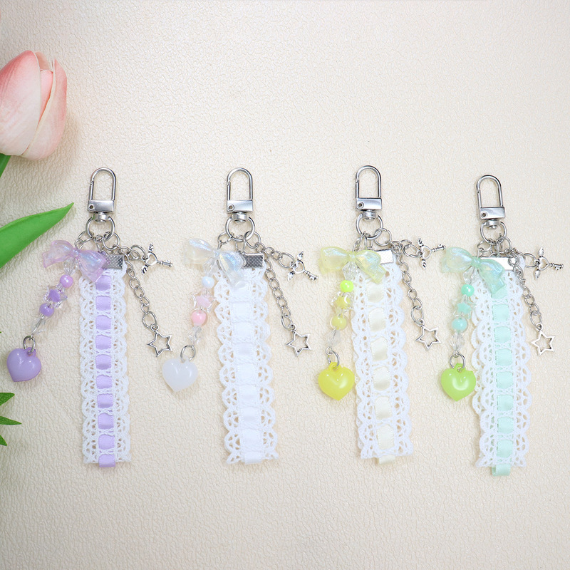 New Ballet Style Mobile Phone Chain Girly Pink Heart Aesthetic Ballet Bow Ribbon Mobile Phone Chain Bag Pendant