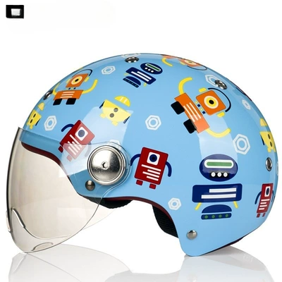 Helmet for Men and Women, Universal — Motosiklet dəbilqələri - s-light-blue-colored-robot-b103