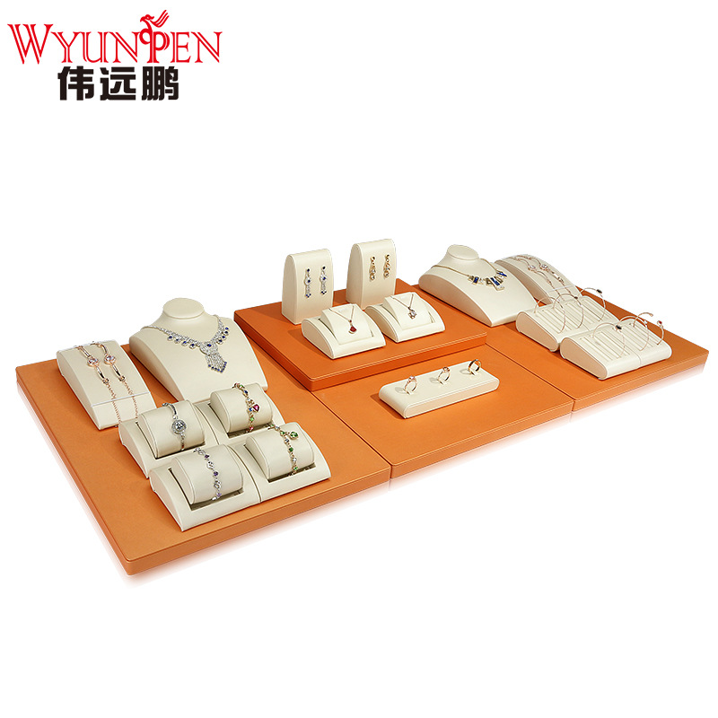 新款珠寶道具米色飾品展示台陳列戒指耳釘首飾架櫃檯首飾展示架子