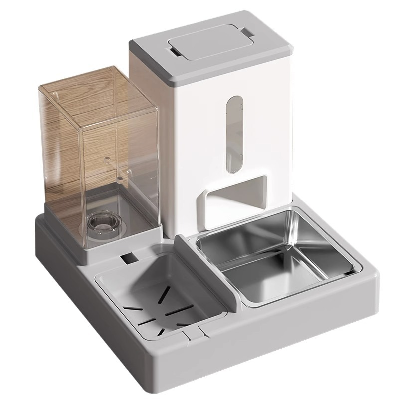 Cat Bowl tazón de comida para gatos tazón de acero inoxidable para mascotas doble tazón alimentador automático de agua potable tazón de perro agua potable suministros integrados