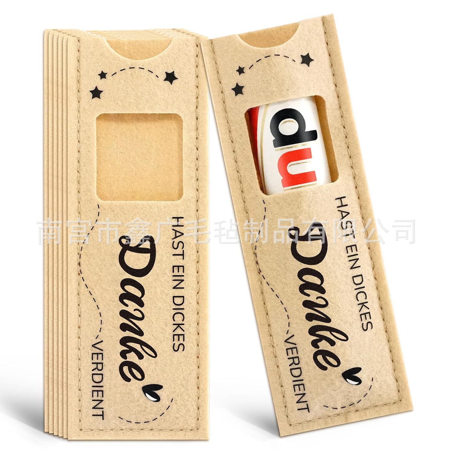 批发跨境毛毡巧克力包装袋 装巧克力棒的毛毡套送礼物感谢有你