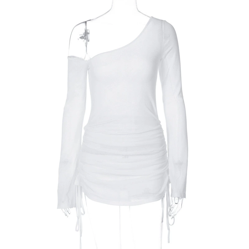 Long-Sleeve Sexy Dress, Women's European Style, Lace & Mesh, 95% Polyester 5% Spandex