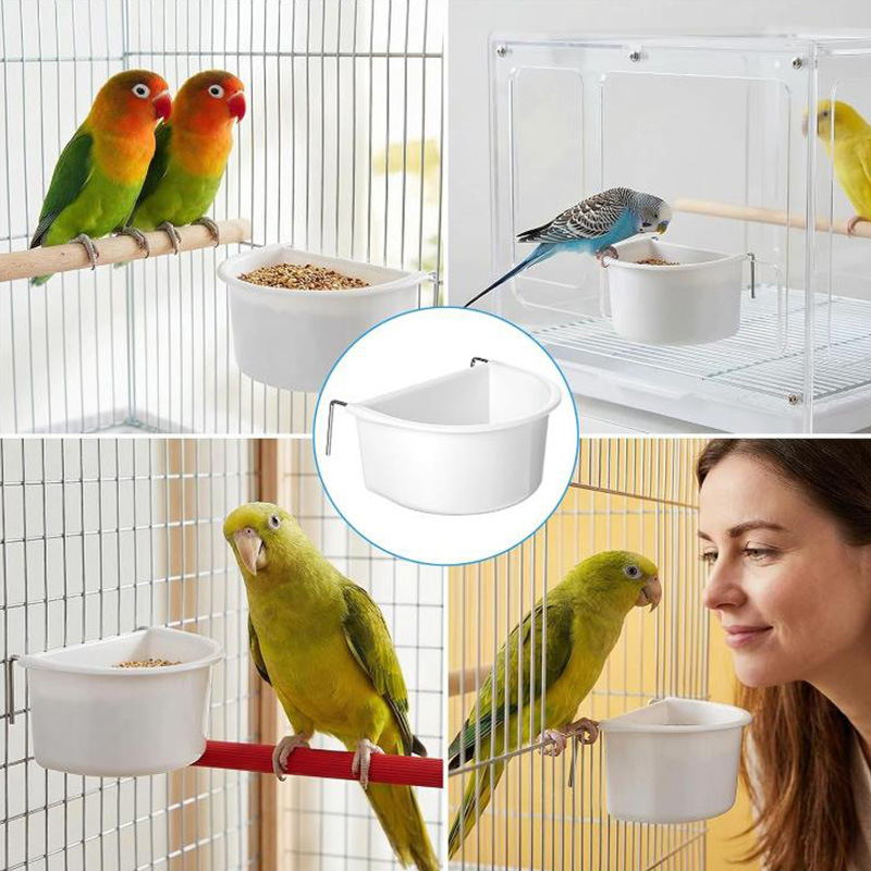 Cross-border new bird feeding basin, parrot feeding tool, bird cage feeding rack, plastic bird feeder, bird water cage accessories 4