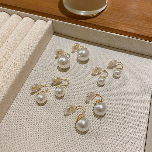 French pearl ear clip without pierced mosquito coil disc ear clip ear studs light luxury niche small temperament gentle earrings earrings