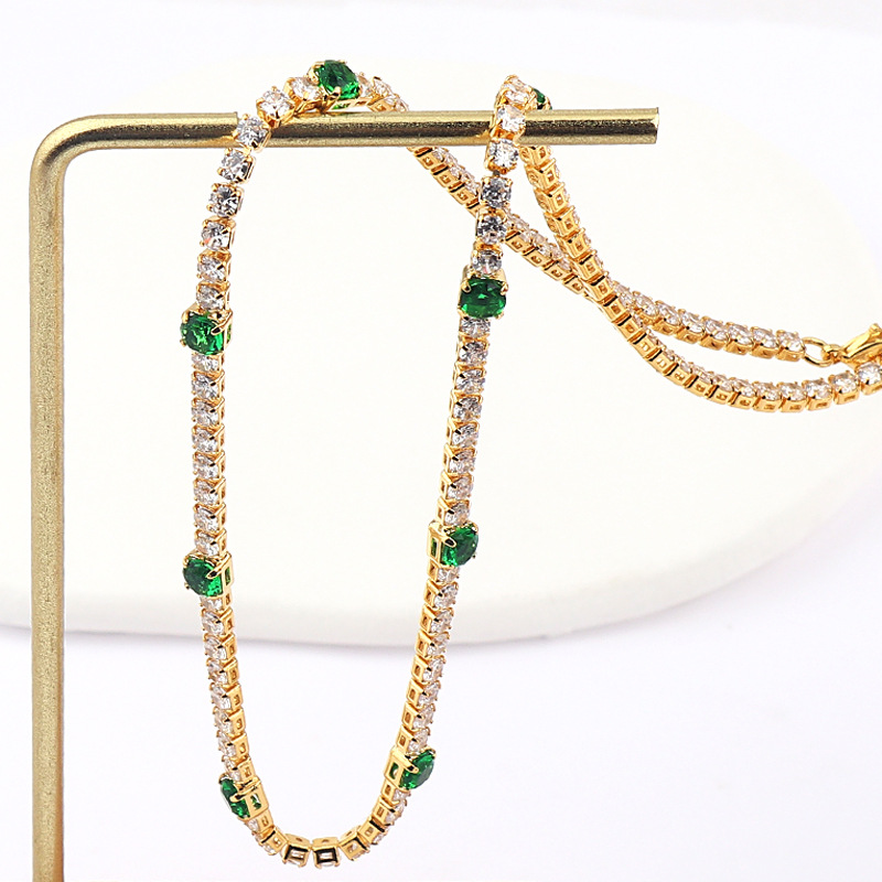 Simple Style Geometric Copper Necklace Inlay Zircon Copper Necklaces