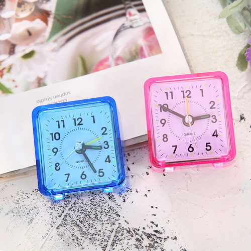 Creative transparent square candy color alarm clock fashionable student bedroom small alarm clock simple square clock wholesale