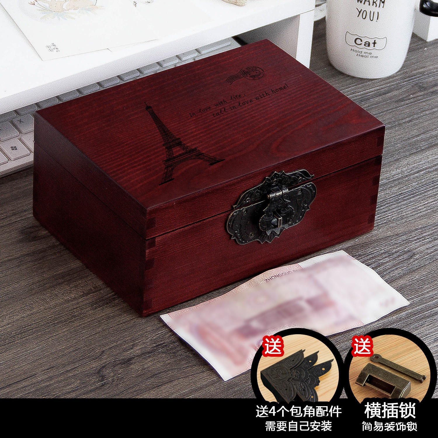 Small iron tower [burgundy red] size about 20*14*9CM