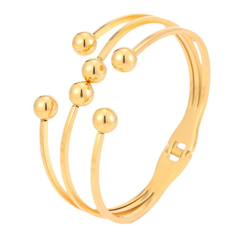 Brazalete de acero de titanio abertura esfera simétrica temperamento femenino versátil diseño de personalidad de alta calidad brazalete de acero de titanio no se desvanece