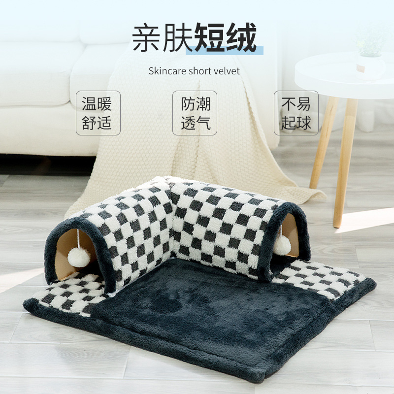 Nido de gato nido de perro otoño e invierno cálido túnel nido de gato nido jugable dormir