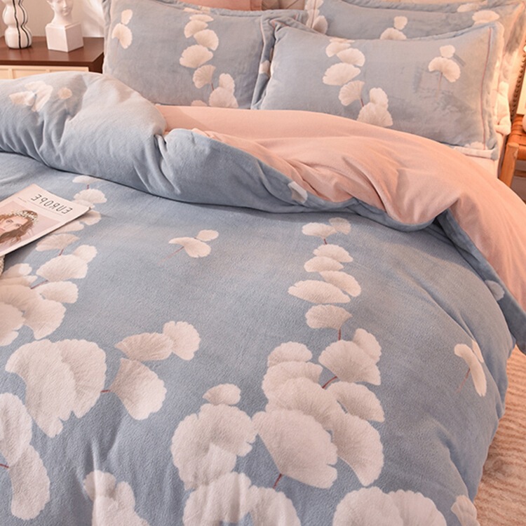 Thickened Milk Velvet Four-Piece Winter Coral Velvet Double-Sided Plush Flannel Fleece-Lined Quilt Cover Bedding Bed F^ Thickened Milk Velvet Four-Piece Winter Coral Velvet Double-Sided Plush Flannel Fleece-Lined Quilt Cover Bedding Bed F^
