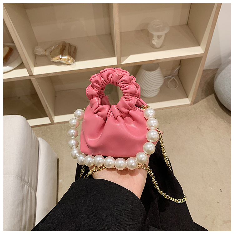 255g Weight Beading, Pearls Fashion Element Clasp Frame Closure Type Top Handle, Chain Strap Type Crossbody Bag Bags Type Casual, Daily, Shopping Occasion Pu Leather Material Solid Color Pattern All Seasons Season Kid'S Gender Cute Style Bucket Shape Kid'S Pu Leather Solid Color Cute Beading Pearls Bucket Clasp Frame Crossbody Bag 10