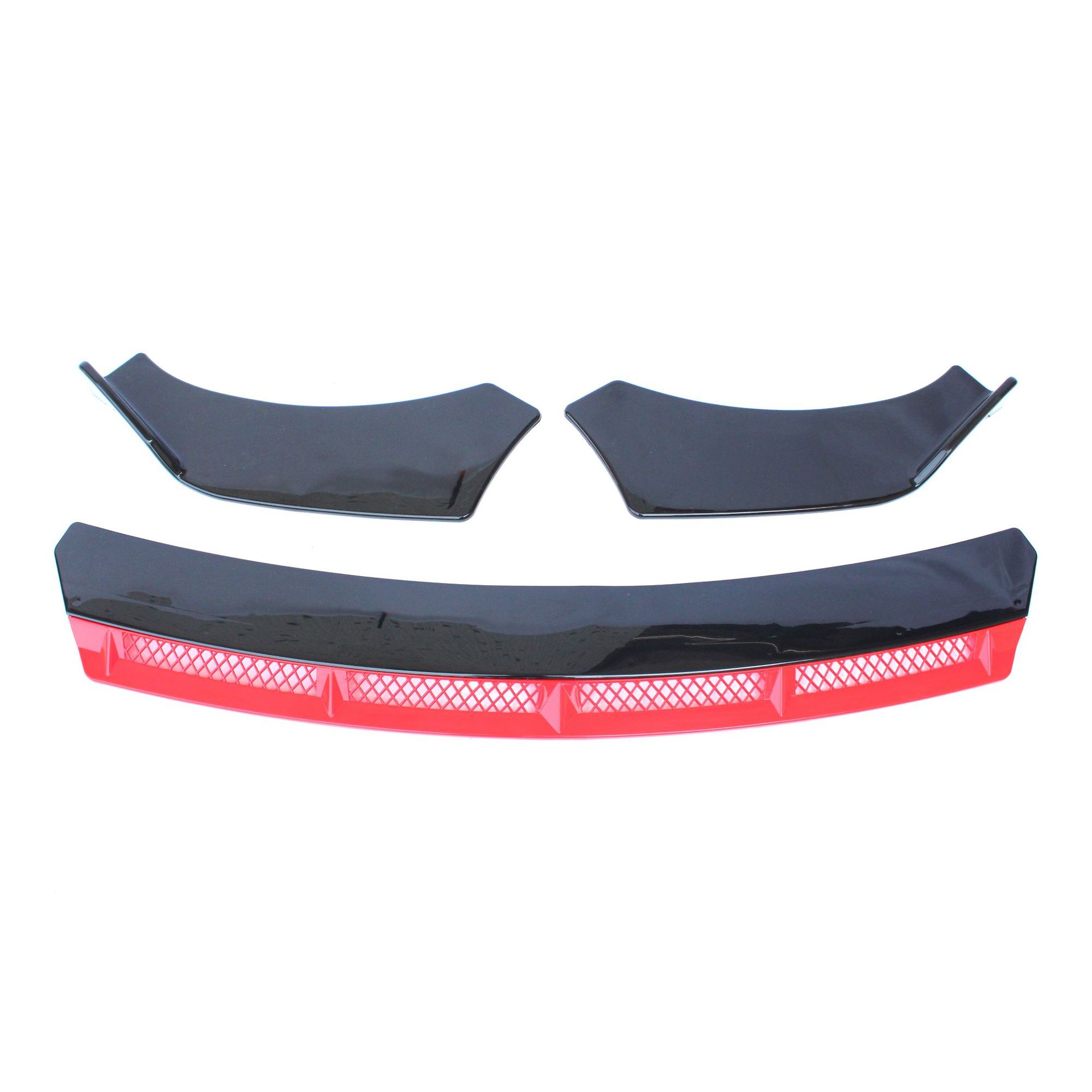 Universal Car Front Bumper with Mesh, Front Lip, Large and Small Surround Modification Parts, Double-Layer Four-Section Anti-Collision Kit