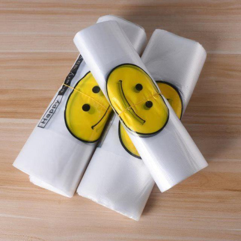 Smiley Face Bags, Thickened Convenience Bags, Disposable Shopping Bags for Takeaway Food, Tote Bags for Shopping Malls and Supermarkets, Thickened