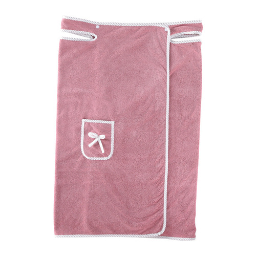 Wholesale wearable bath towel strap bath skirt coral fleece bath skirt soft absorbent thickening home use quick-drying bath skirt 