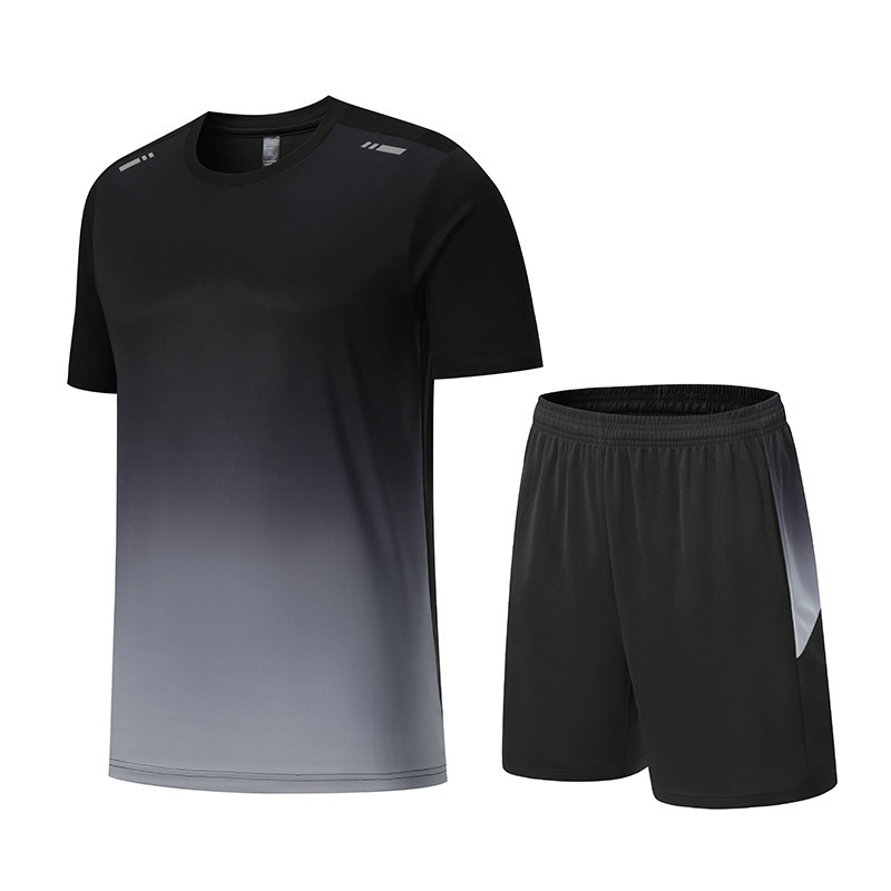 跑步服套装定制夏季速干短袖套装可印logo户外健身服运动两件套男|undefined